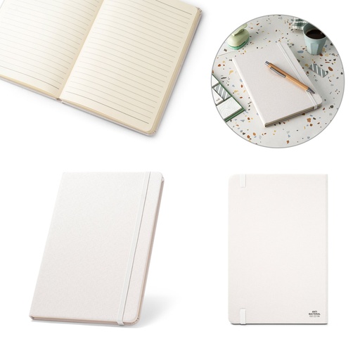 [93577-123] MONDRIAN. Caderno A5 de capa dura em poliéster 100% reciclado, com tratamento antibacteriano e páginas pautadas