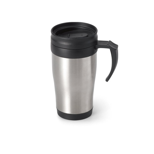 [94608-127] NOAH. Caneca de viagem térmica de aço inox e PP, de parede dupla isolada a ar (420 mL)