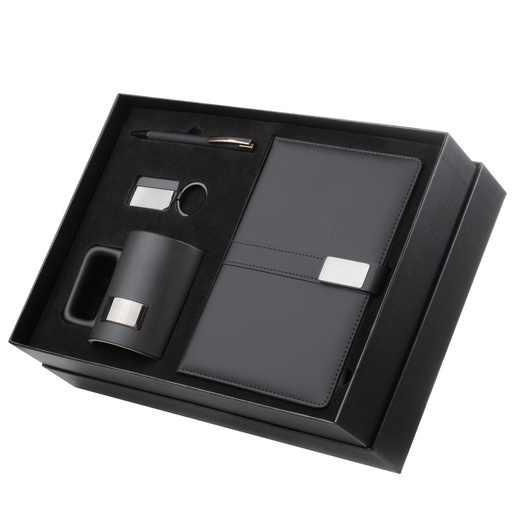 [CJ415] Kit escritório Caderno, Caneca e Caneta Metalica