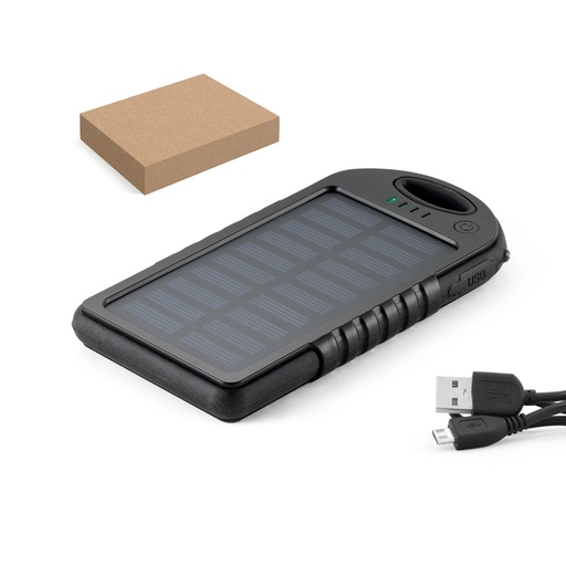 [97371-103] DAY. Bateria portátil solar com painel solar e LED em ABS (2'000 mAh)