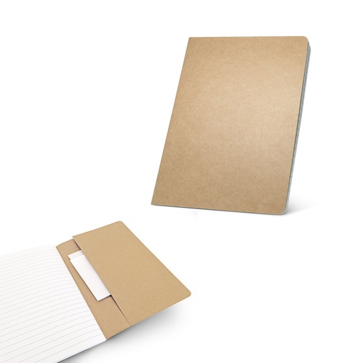 [93439-160] KOSTOVA. Caderno A5 de capa flexível em cartão kraft 100% reciclado, com páginas pautadas