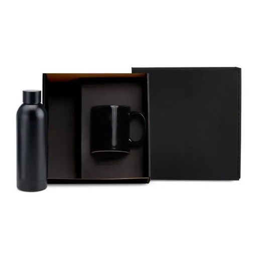 [KT-90361] KIT GARRAFA E CANECA - PRETO - 2 PÇS