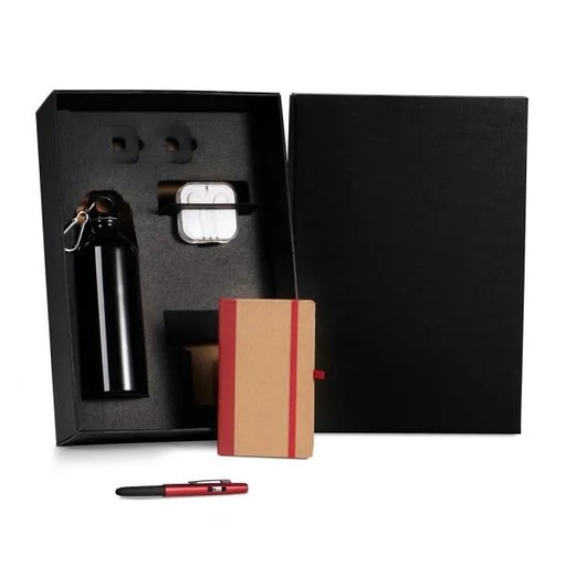 [KT-90521] KIT SQUEEZE, FONE, CADERNO E CANETA - VERMELHO - 4 PÇS
