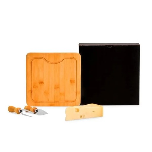 [PD-80023] CONJ. PARA QUEIJO EM BAMBU / MADEIRA / INOX - 3 PÇS