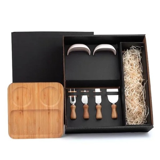 [KT-9043A] CONJUNTO PARA PETISCO COM ESPAÇO PARA GARRAFA - 7 PÇS
