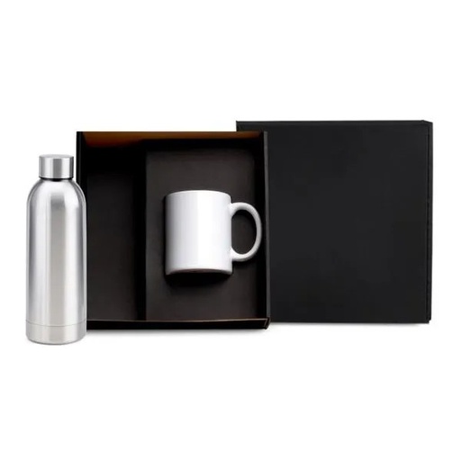 [KT-90362] KIT GARRAFA E CANECA - PRATA/BRANCO 2 PÇS