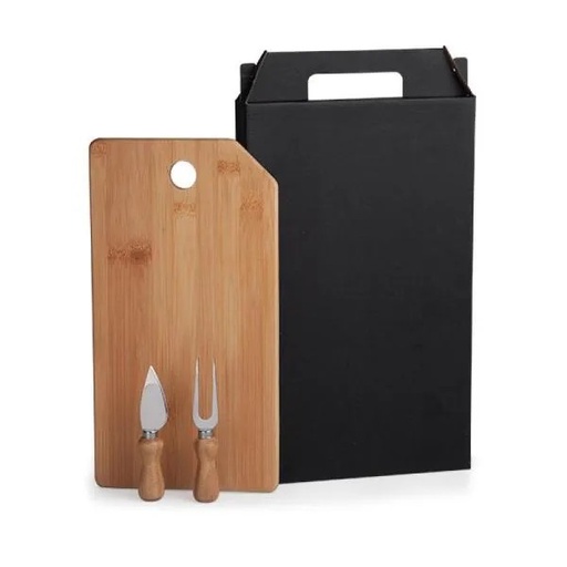 [KT-9032C] CONJ. TÁBUA DE 1 FURO, GARFO E FACA PARA QUEIJO - 3 PEÇAS