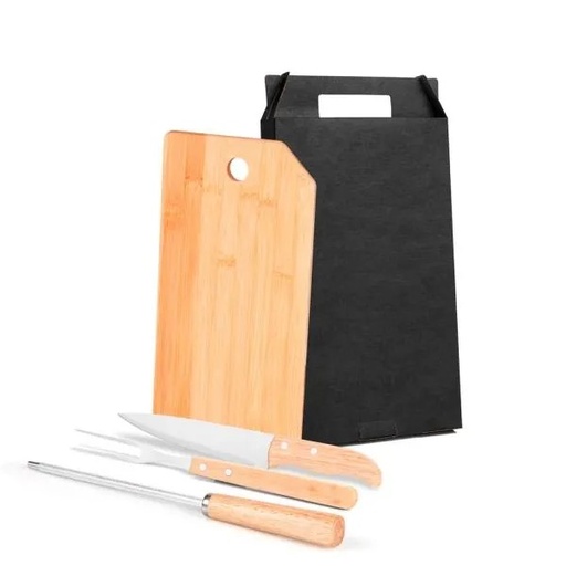 [MX-20266] CONJ. PARA COZINHA EM BAMBU / MADEIRA / INOX - 4 PÇS