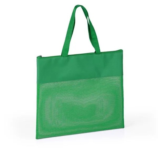 [CS-03025] SACOLA DE MÃO EM NYLON 600 E TELA SANET - VERDE