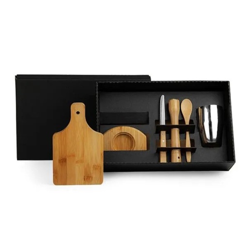 [KE-00443] KIT PARA CAIPIRINHA EM BAMBU / MADEIRA - 0,35 L - 6 PÇS
