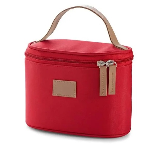 [MA-09614] BOLSA P/ COSMETICOS EM MICROFIBRA - VERMELHA - 18X12X10 CM