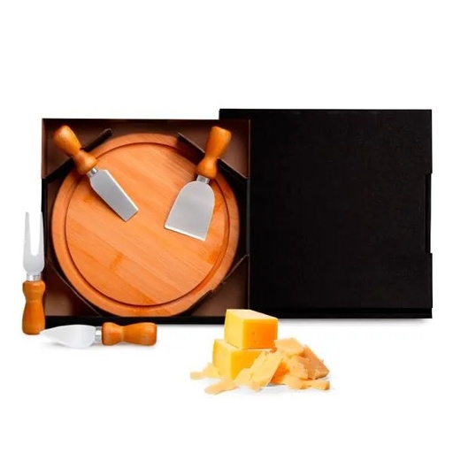 [PD-15043] CONJ. PARA QUEIJO EM BAMBU / MADEIRA / INOX - 5 PÇS