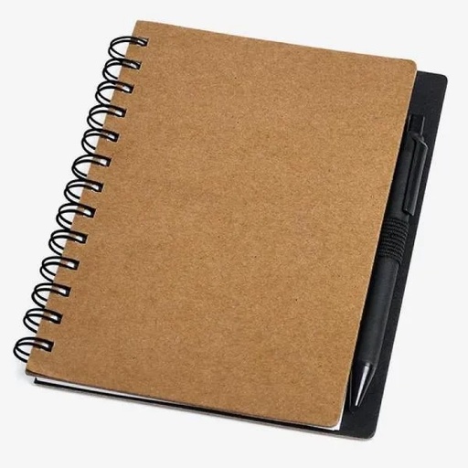 [LE-33500] CADERNO ESPIRAL COM CAPA DURA E CANETA RECICLADOS