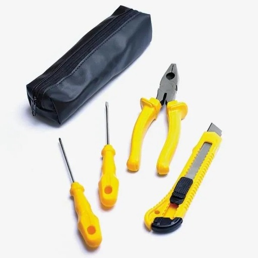 [FE-00730] CONJUNTO DE FERRAMENTAS 4 PÇS COM CHAVES CABO AMARELO