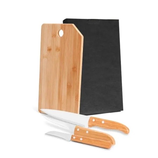 [MB-20523] CONJ. PARA COZINHA EM BAMBU / MADEIRA / INOX OREGON - 4 PÇS