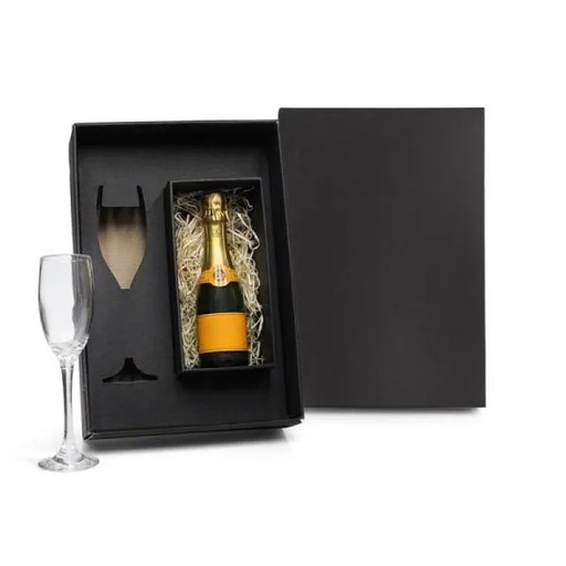 [KT-9009K] TAÇA DE VIDRO P/CHAMPAGNE 190 ML C/ ESPAÇO  P/GARRAFA MINI NÃO ACOMPANHA GARRAFA