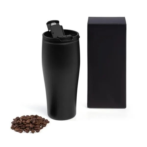 [IC-03511] COPO DUPLA CAMADA EM ALUMÍNIO RECICLADO  - PRETO - 500 ML