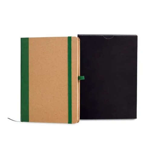 [LE-34175] CADERNETA S/ PAUTA - 12,2X17CM - BEGE/VERDE