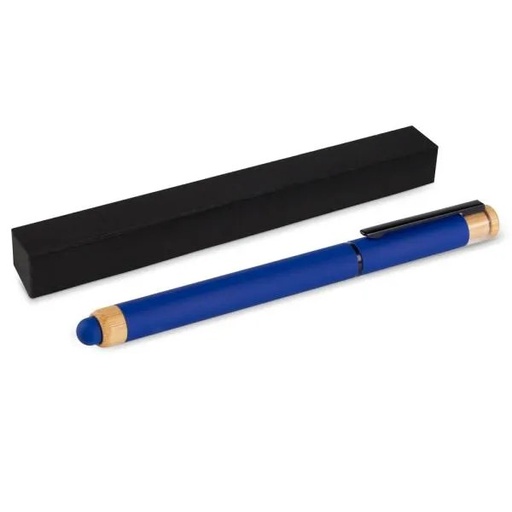 [CR-92003] CANETA ROLLER EM ALUMÍNIO RECICLADO /  BAMBU - AZUL