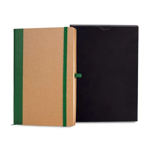 [LE-34375] CADERNETA S/ PAUTA - 14X21CM - BEGE/VERDE