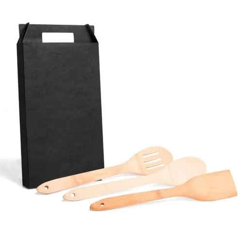 [KT-90132] KIT DE UTENSÍLIOS EM BAMBU 30CM - 3 PÇS