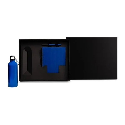 [KT-90354] KIT COM SQUEEZE, CANETA E CADERNO - AZUL - 3 PÇS