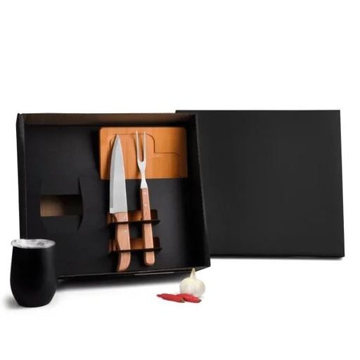 [KT-90299] KIT PARA CHURRASCO COM COPO TÉRMICO - 4 PÇS
