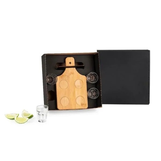 [PD-26243] CONJ. EM BAMBU COM 4 COPOS PARA DOSE - 5 PÇS
