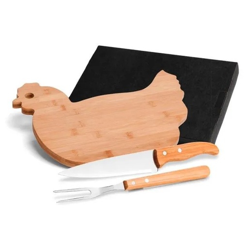 [MB-41063] CONJ. PARA COZINHA EM BAMBU / MADEIRA / INOX - 3 PÇS