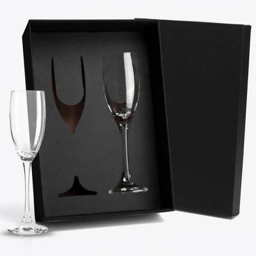 [VI-08712] JOGO DE TAÇAS DE VIDRO P/ CHAMPAGNE 190 ML - 2 PÇS