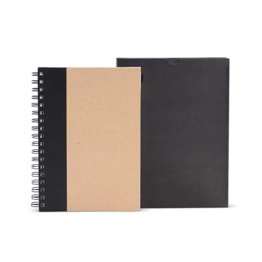 [LE-30641] CADERNO PAUTADO COM WIRE-O - 23X18CM - BEGE/PRETO