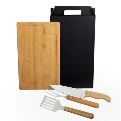 [MX-04416] CONJ. PARA CHURRASCO/HAMBÚRGUER COM ESPÁTULA - 4 PÇS