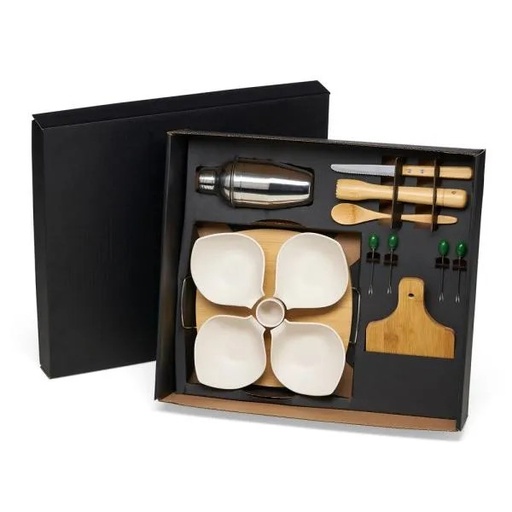 [KT-9016C] KIT PARA CAIPIRINHA COM PETISQUEIRA EM BAMBU / MADEIRA - 15 PÇS
