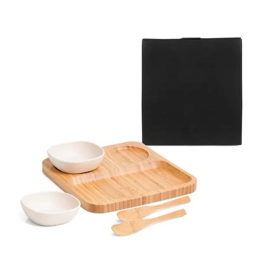 [PD-00573] CONJ. PARA PETISCOS E PATÊS EM BAMBU/FIBRA DE BAMBU-5 PÇS