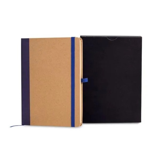 [LE-34173] CADERNETA S/ PAUTA - 12,2X17CM - BEGE/AZUL