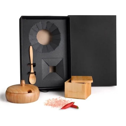[KT-90282] KIT FARINHEIRA E SALEIRO EM BAMBU - 3 PÇS
