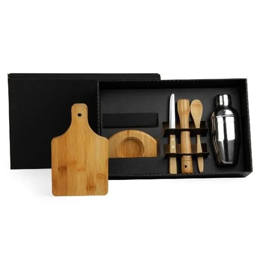 [KE-00423] KIT PARA CAIPIRINHA EM BAMBU / MADEIRA - 0,35 L - 6 PÇS
