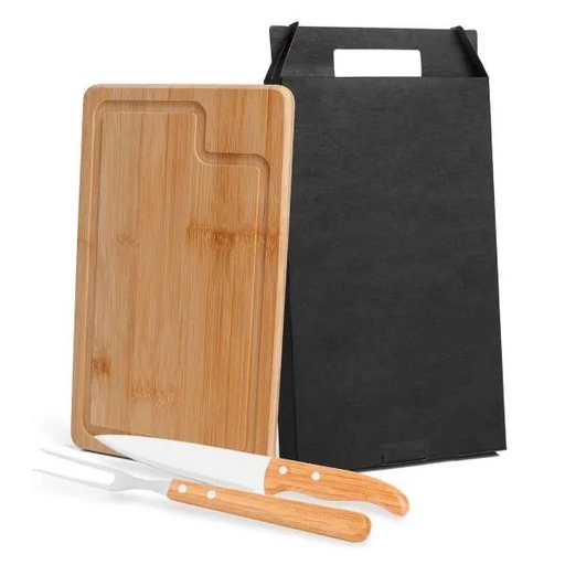 [MB-19063] CONJ. PARA CHURRASCO EM BAMBU / MADEIRA / INOX DALLAS - 3 PÇS
