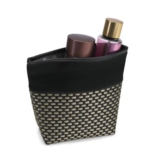 [MA-09411] NECESSAIRE EM PVC E MATERIAL SINTÉTICO - PREMIUM - PRETO/XADREZ