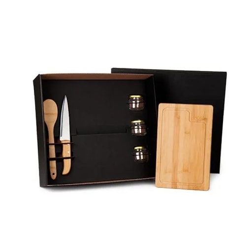 [KT-90070] CONJ. PARA COZINHA E TEMPERO EM BAMBU/INOX - 6 PÇS