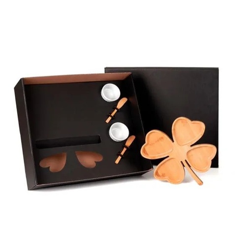 [KT-90031] KIT PETISCO EM BAMBU / PORCELANA - 5PÇS