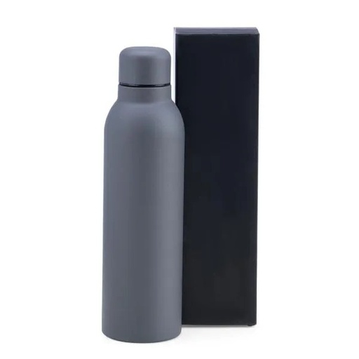 [IS-01522] GARRAFA EM INOX PAREDE DUPLA - CINZA - 470 ML
