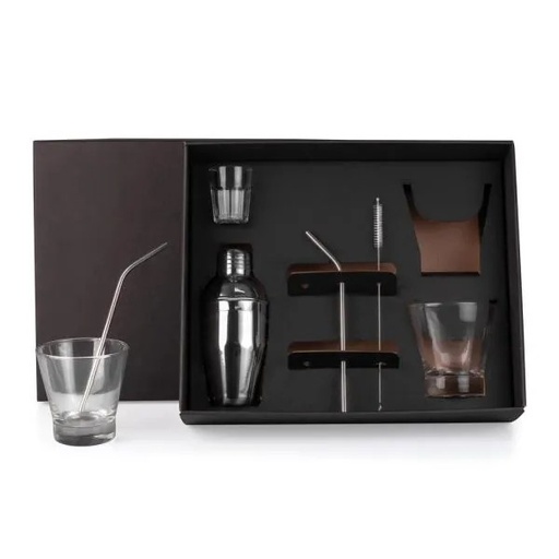 [KT-9035G] KIT PARA DRINKS COM COQUETELEIRA - 7 PÇS