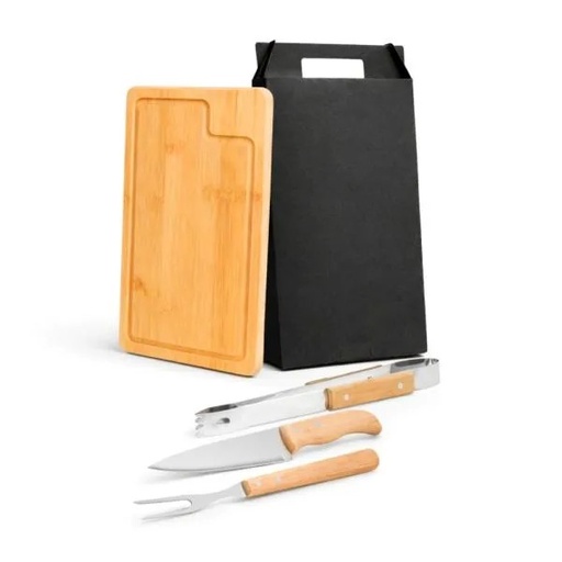 [MX-19326] CONJ. PARA CHURRASCO COM PEGADOR - 4 PÇS