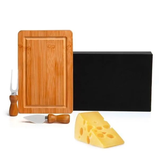 [PD-47023] CONJUNTO PARA QUEIJO EM BAMBU/INOX - 3 PÇS