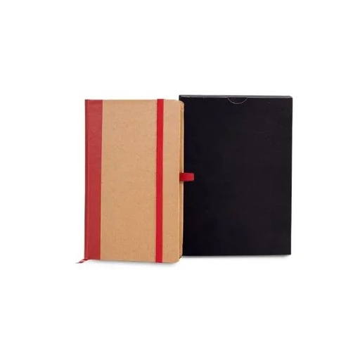 [LE-34074] CADERNETA S/ PAUTA - 9,5X15,5 CM - BEGE/VERMELHO