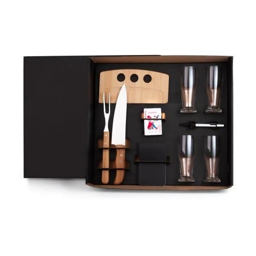 [KT-9040Y] KIT CHURRASCO, CERVEJA E TRUCO - 10 PÇS - C/ JOGO DE BARALHO - P19