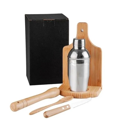 [KC-00423] KIT PARA CAIPIRINHA EM BAMBU / MADEIRA IBIZA - 0,35 L - 6 PÇS