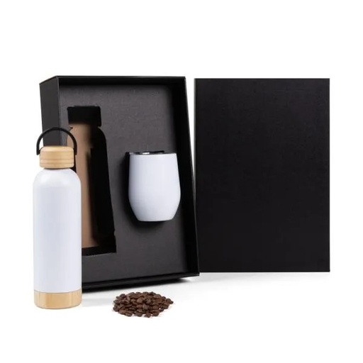 [KT-90367] KIT GARRAFA E COPO TÉRMICO - BRANCO - 2 PÇS