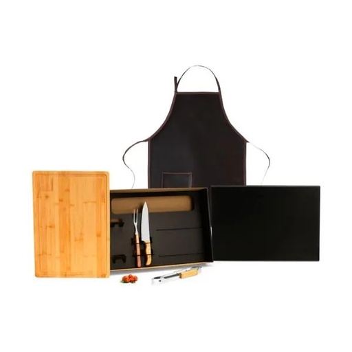 [KT-90505] KIT PARA CHURRASCO COM AVENTAL - 5 PÇS